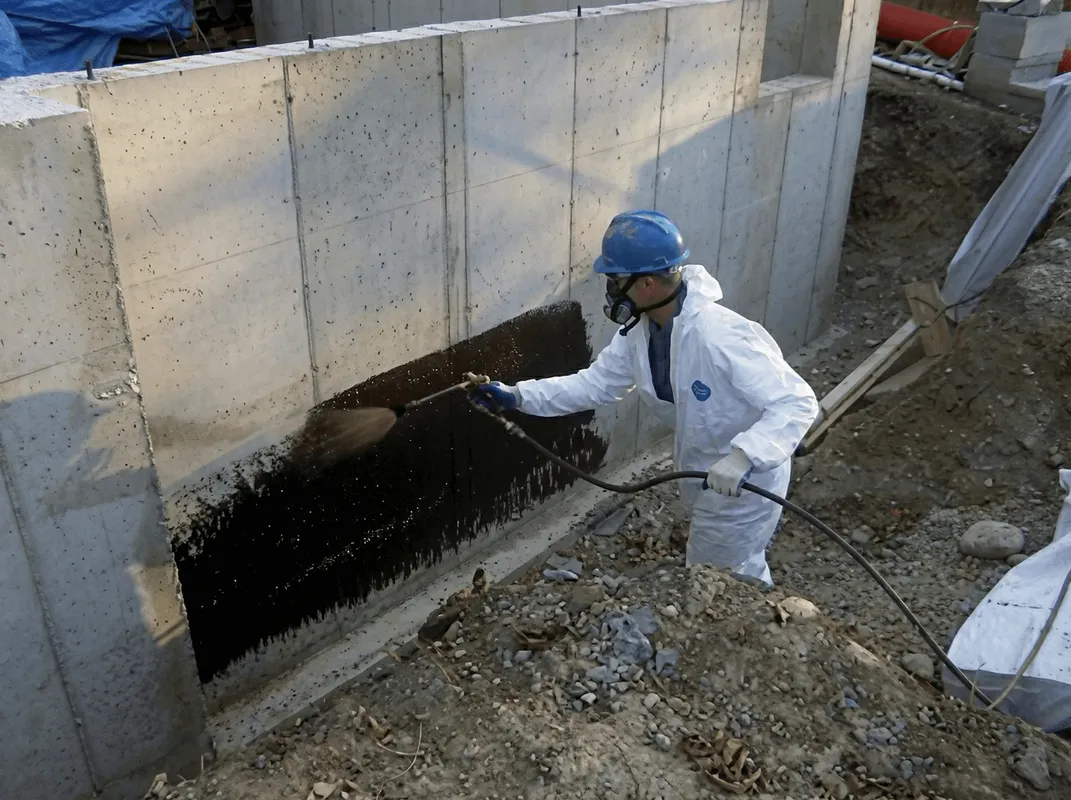 Professional waterproofing the exterior walls of the basement in Indianapolis, IN